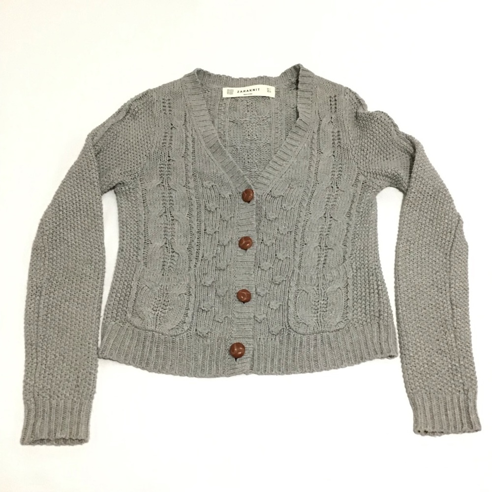 Zara Knit Gray Cropped  Cardigan